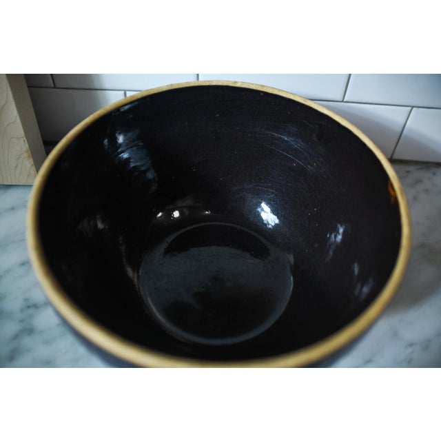 Antique Brown Picket Fence Stoneware Mixing Bowl: Rustic Farmhouse Pottery, 10" Wide For Sale - Image 10 of 10