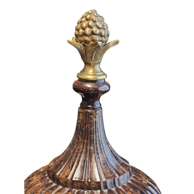 Neoclassical Vintage Lacquered Brass Pedestal Urn For Sale - Image 3 of 6