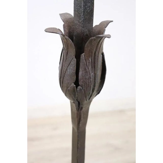 Black Antique Candelabra in Forged Iron, 1650s For Sale - Image 8 of 13