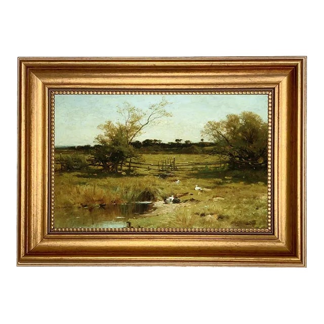 Country Meadow Landscape 7x11" Print on Canvas, Framed For Sale