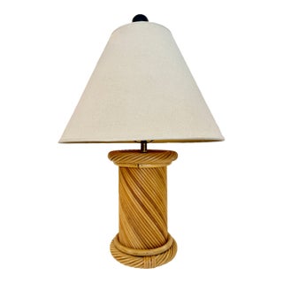 Boho Chic Twisted Pencil Reed Table Lamp For Sale
