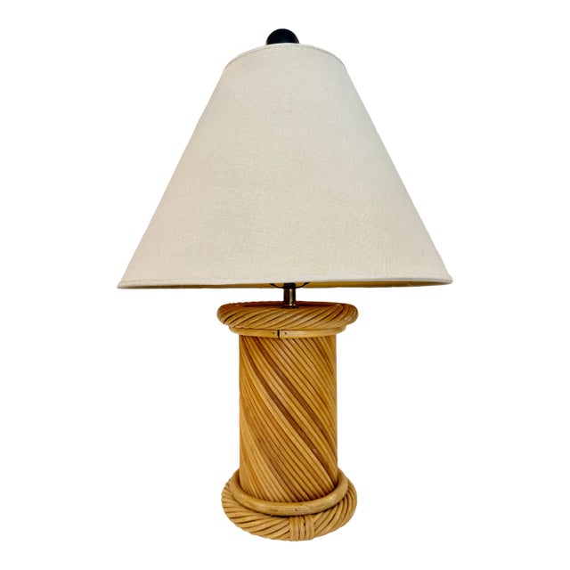 Boho Chic Twisted Pencil Reed Table Lamp For Sale