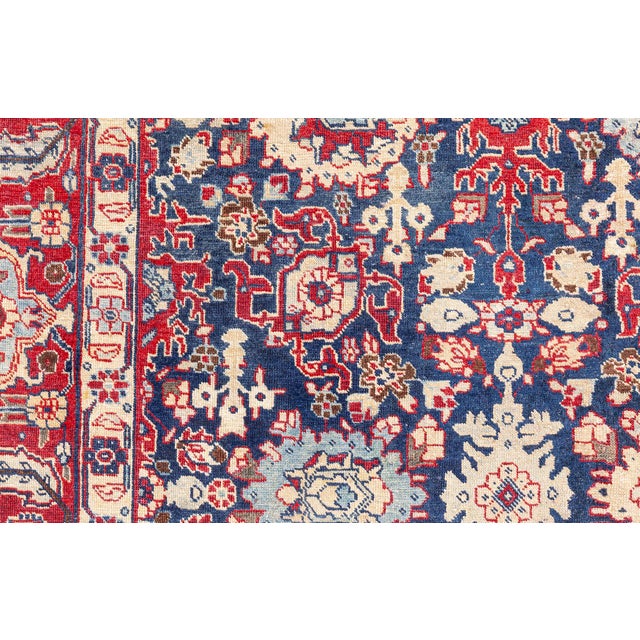 Early 20th Century Antique Persian Tabriz Botanic Red, Yellow Handmade Wool Rug For Sale - Image 5 of 12