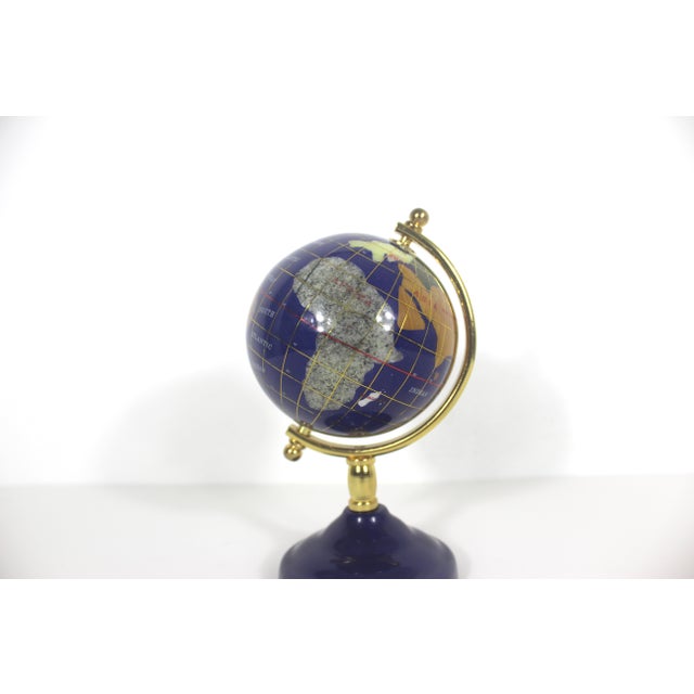 Gemstone Vintage Gemstone Globe Lapis Lazuli and Semi Precious Stones Desk Top Small Office Decor, Collector Gift For Sale - Image 7 of 12
