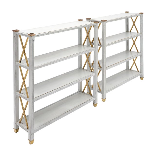 Pair of bookcases from France in the Louis XVI style. They are made of solid wood construction, primarily oak. The pair...