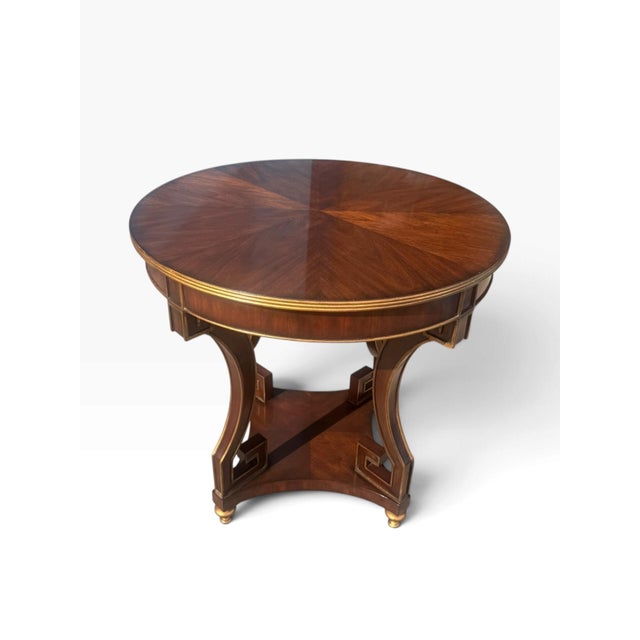 2010s Ethan Allen Attributed Neoclassical Empire Revival Mahogany Sunburst Center Table For Sale - Image 5 of 15
