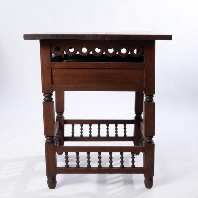 Brown Early 20th Century One Drawer Table With Cutouts For Sale - Image 8 of 12