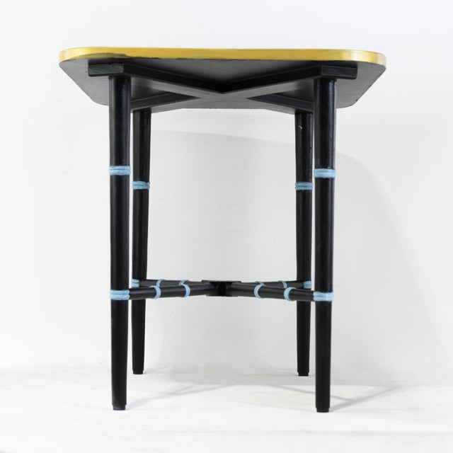 Pair of Vintage Black Lacquer Chinoiserie Side Tables With Gilt Peacock Motif For Sale - Image 9 of 16
