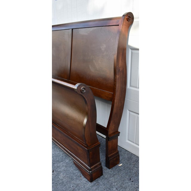 Cherry Wood Sleigh Bed Louis Philippe Style Frame Full Size For Sale - Image 12 of 16