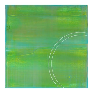 Rebecca Koury "Evolution of a Circle #4" Sage Green Circle Contemporary Abstract, Acrylic on Canvas/Panel, Carmel California Art For Sale