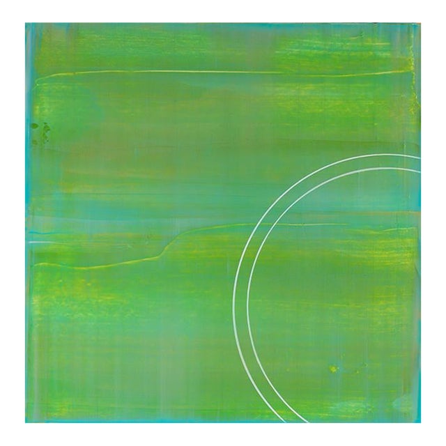 Rebecca Koury "Evolution of a Circle #4" Sage Green Circle Contemporary Abstract, Acrylic on Canvas/Panel, Carmel California Art For Sale