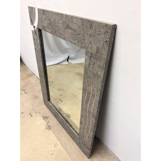 Contemporary Tessellated Stone and Chrome Inlay Mirror by Oggetti For Sale - Image 9 of 12