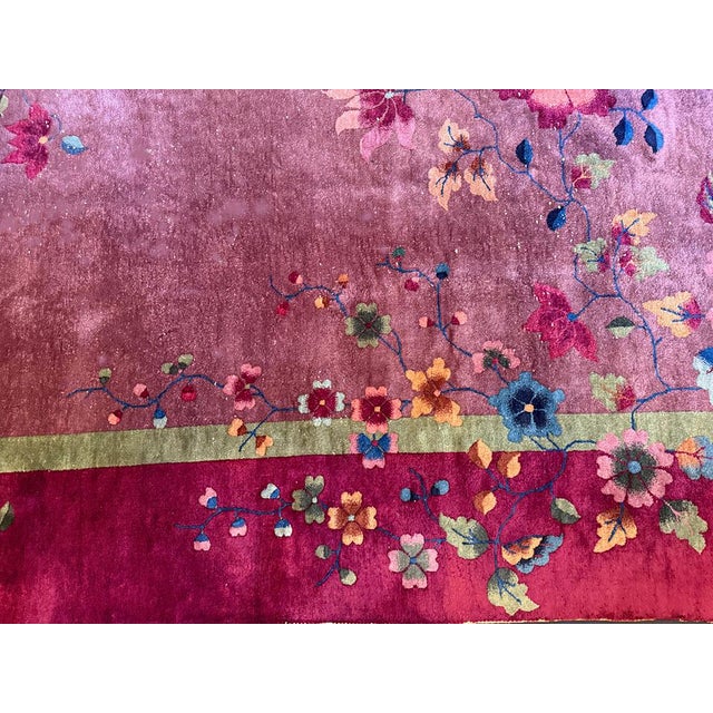 1920s An Antique Nichol Quality Art Deco Chinese Rug Majenta /Purple For Sale - Image 5 of 9