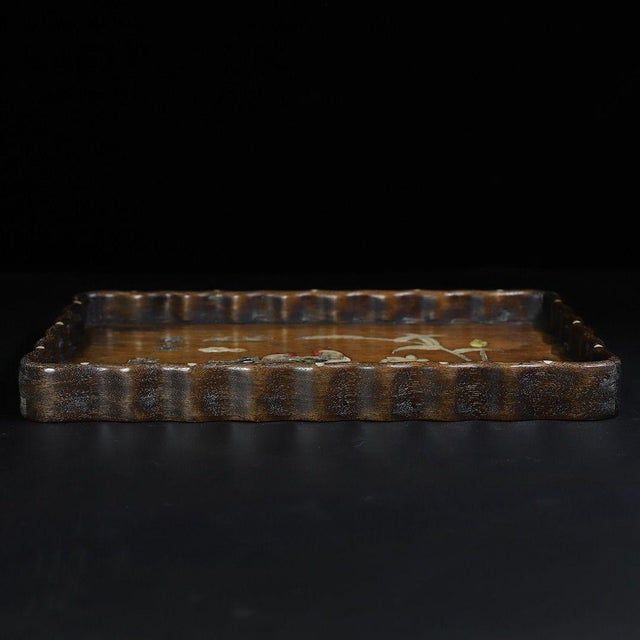 Late 20th Century Huali Rosewood Tray Inlaid With Mother-of-Pearl For Sale - Image 5 of 9