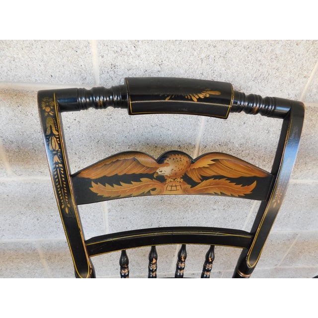 L Hitchcock Maple Stenciled Eagle Back Tavern Inn Chairs - Set of 4 For Sale In Philadelphia - Image 6 of 17