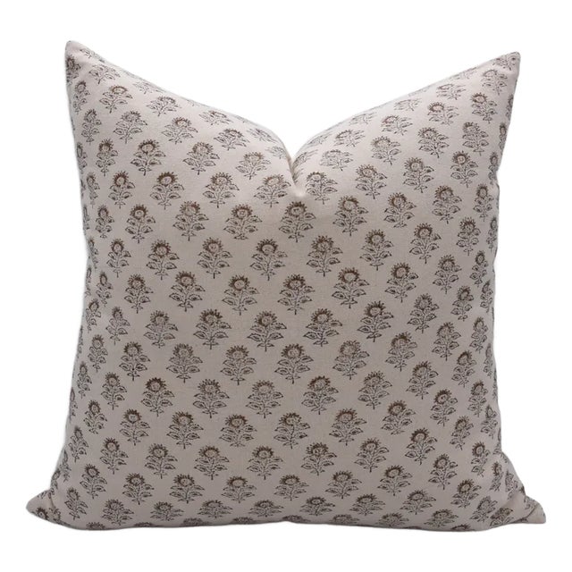 Fabdivine Handmade Block Printed Cushion Cover 16x16 Inch Duck Canvas- Bagru Buti For Sale