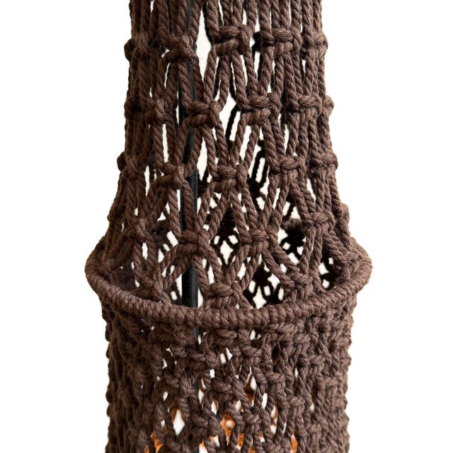 2020s Chocolate Macrame Margo Boho Pendant Light Large For Sale - Image 5 of 10