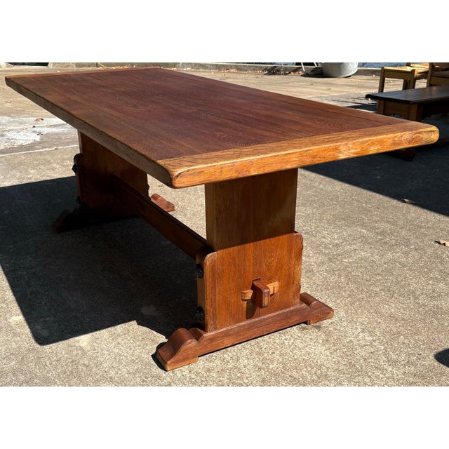 Mid 20th Century French Country Trestle Farm Dining Table For Sale - Image 5 of 10