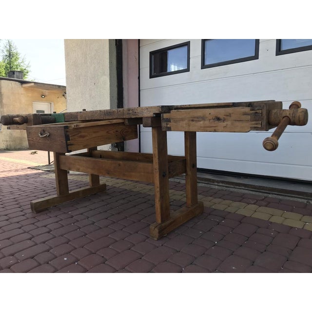 Carpenters Workbench with Drawer and Shelf, 1900s For Sale - Image 15 of 18