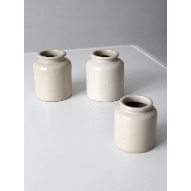 Antique Early 20th Century Cream Stoneware Crocks, Set of 3 For Sale - Image 11 of 15