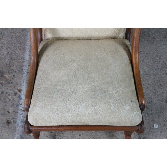 Antique American Victorian Rose Carved Walnut Lincoln Rocking Chair Rocker For Sale - Image 6 of 18