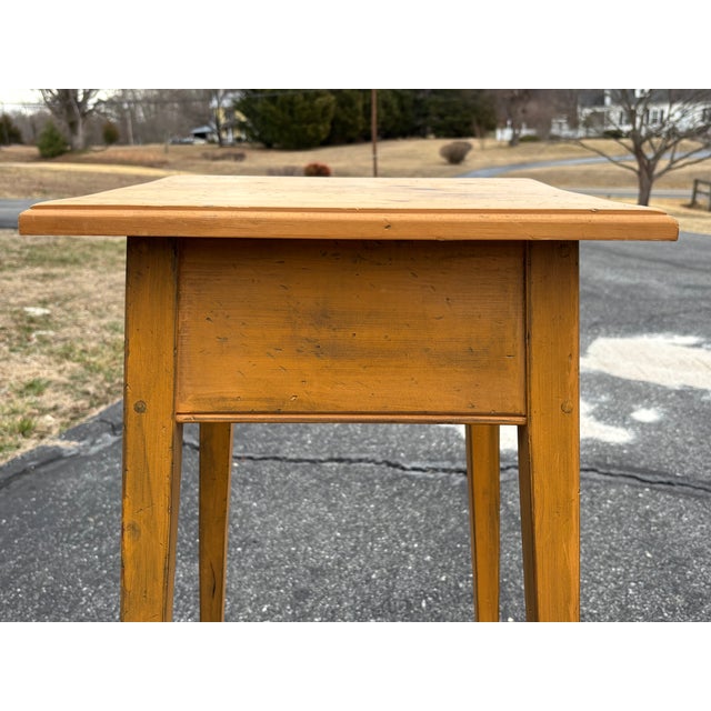 Late 20th Century 20th C. Shaker Crafted Mustard Yellow Accessory Table - Artisan and Heavily Detailed For Sale - Image 5 of 9