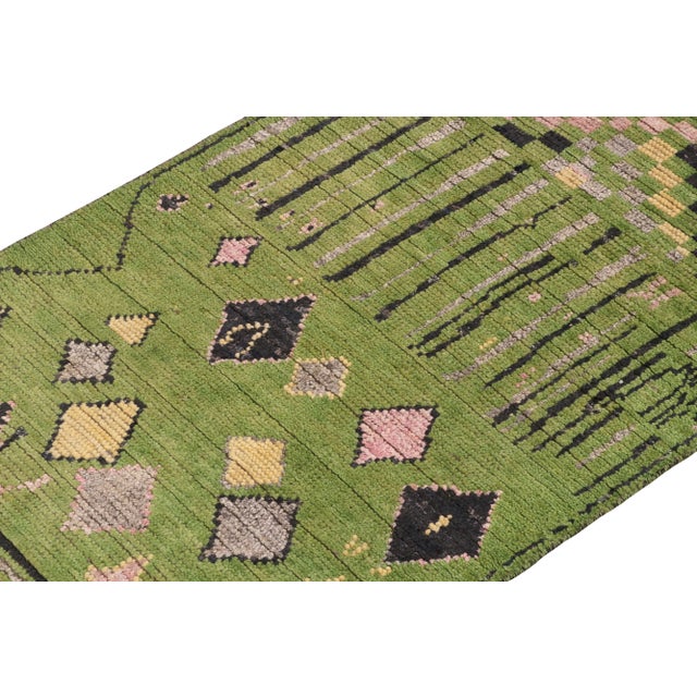 Rug & Kilim Rug & Kilim’s Moroccan Style runner in Green with Polychromatic - 6'x12' For Sale - Image 4 of 7