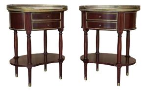 Louis XV Kidney Shape Nightstands with Two Drawers and Low Shelve, 1890, Set of 2