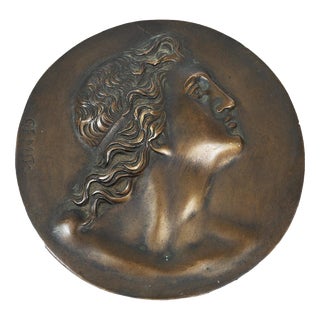 Antique 19th Century Patinated Bronze Bas-Relief Depicting the Profile of Alexander the Great from Gemito, Naples For Sale