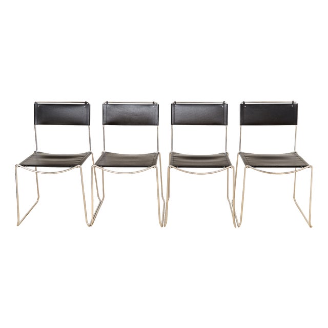Leather Dining Chairs by Giandomenico Belotti for Alias, 1980s, Set of 4 For Sale
