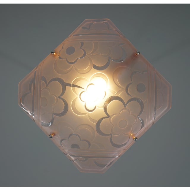 Metal French Art Deco Pendant Light by Degue - 1930 France For Sale - Image 7 of 10