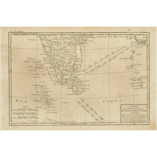 Antique Map of Southern India and the Maldives and Sri Lanka with Currents For Sale