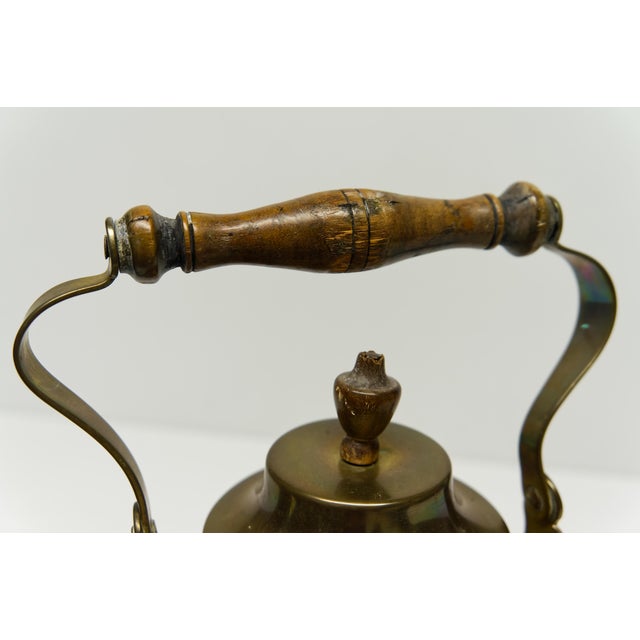 Early 20th Century Early 20th Century Late Victorian Brass Tea Kettle With Wood Handle For Sale - Image 5 of 5