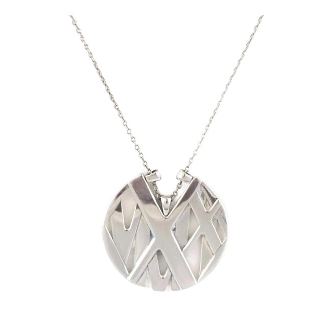 Tiffany & Co. Atlas Round Medallion Sterling Silver Pendant Necklace For Sale