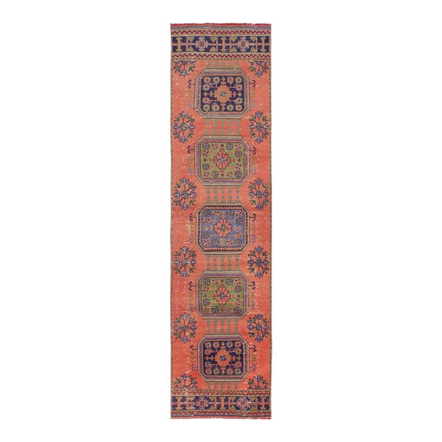 Decorative Vintage Turkish Runner Rug - 2`11" X 11`4" For Sale