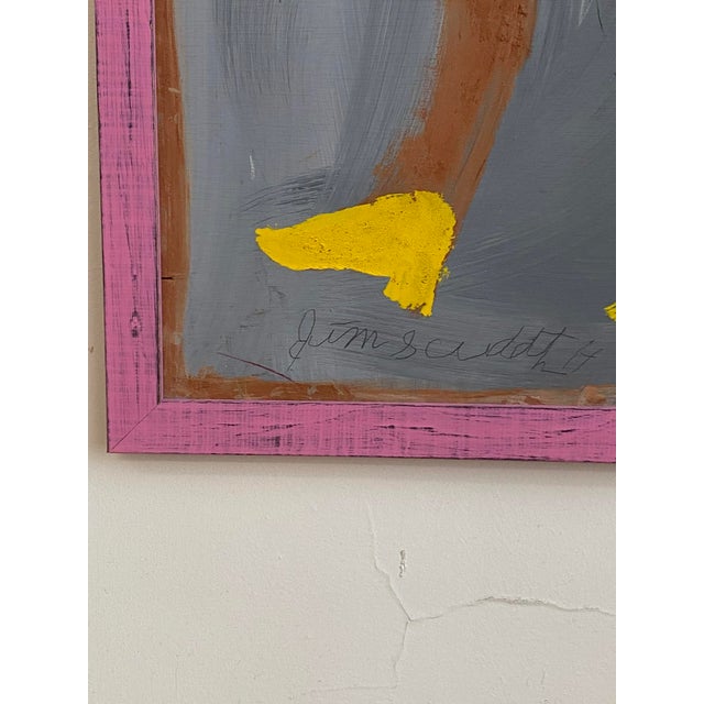 Yellow 1990s Jimmy Lee Sudduth Painting “Farmers Wife” Self Taught Art Vintage, Framed For Sale - Image 8 of 12