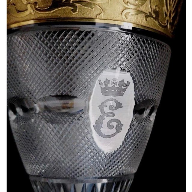 Neoclassical Queen Elizabeth II Rare Monogrammed Moser Splendid Goblet a Gift From the Czech Republic on the Occasion of Her Wedding in 1947. 8-3/4” Tall. Signed. For Sale - Image 3 of 8