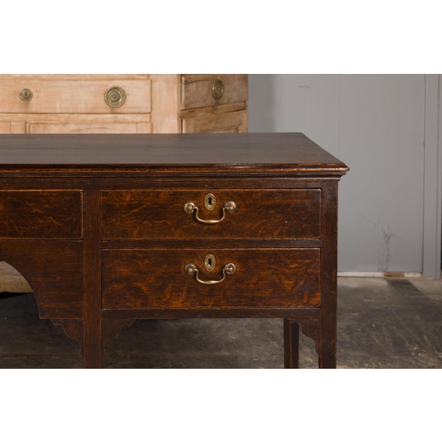 Brown English 19th Century Oak Sideboard with Five Drawers and Carved Spandrels For Sale - Image 8 of 12