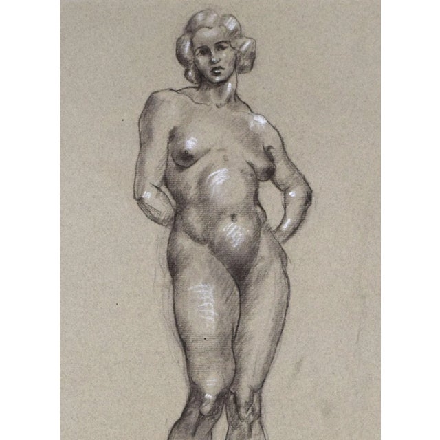 Vintage Art Deco Charcoal Nude Figure Study Drawing of a Woman by Illustrator William B Pattengill 1934 For Sale - Image 4 of 8