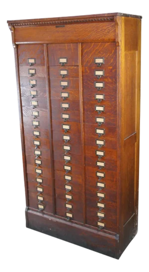 Antique Ohmers Sons 48 Drawer Oak Industrial Apothecary Amberg Filing Cabinet