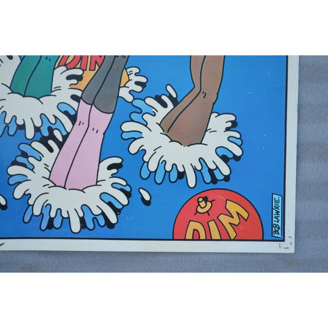 Bob Lawrie for DIM France, 1970s A wonderfully playful original period advertising poster by British illustrator Bob...