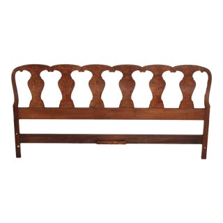 Queen Anne Style Vintage Burl Wood King Size Headboard For Sale