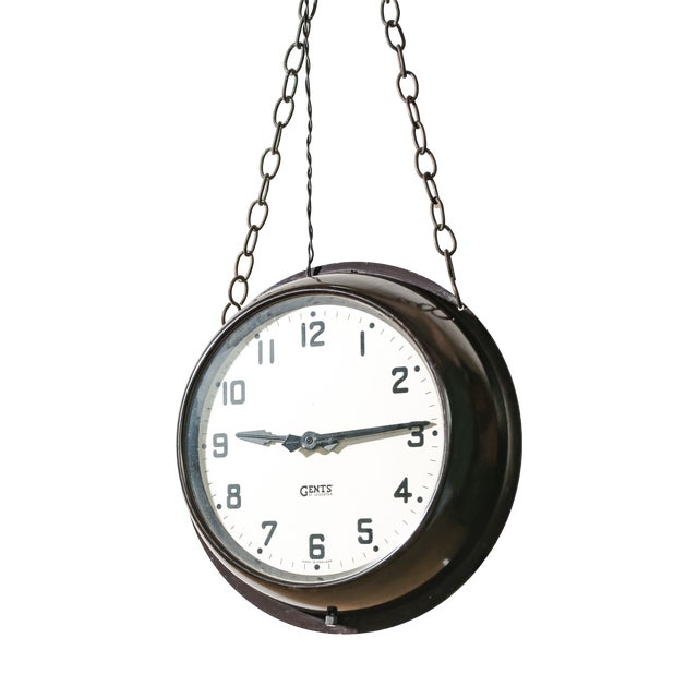 Double-Sided Station Clock from Gents of Leicester, England, 1940s For Sale