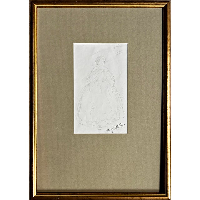 Carl Spitzweg Munich 1808 - 1885 "Biedermeier Lady" Pencil on paper Signature stamp at bottom right Old inventory number...