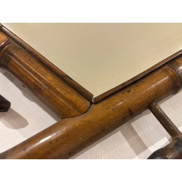 Japonisme Belle Époque Beveled Bamboo Wall Mirror For Sale - Image 5 of 7
