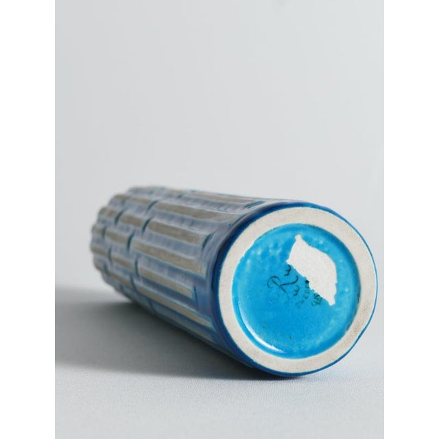 Tall Slender Blue Ceramic Cylinder Vase by Carl-Harry Stålhane for Rörstrand, 1960s For Sale - Image 12 of 18