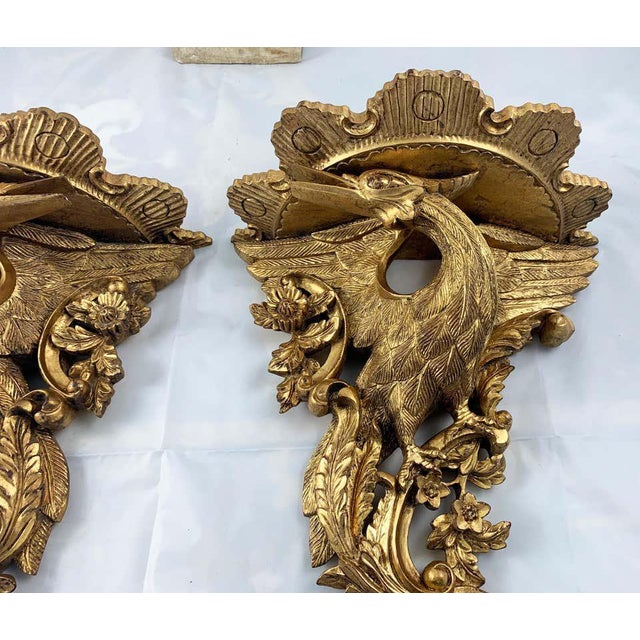 19th Century Carved Giltwood Wall Brackets, Set of 2 For Sale - Image 4 of 13