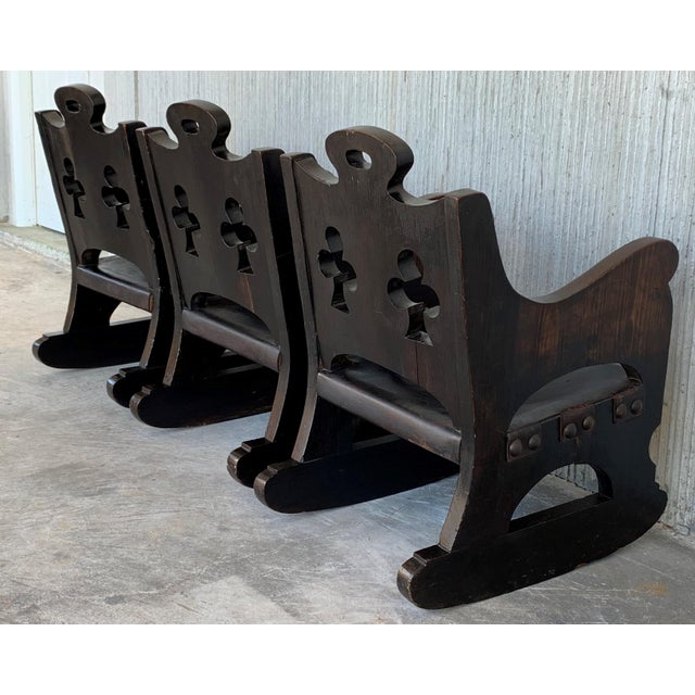 20th Century Carved Walnut Spanish Rocking Chairs Featuring Ace of Clubs For Sale - Image 13 of 18