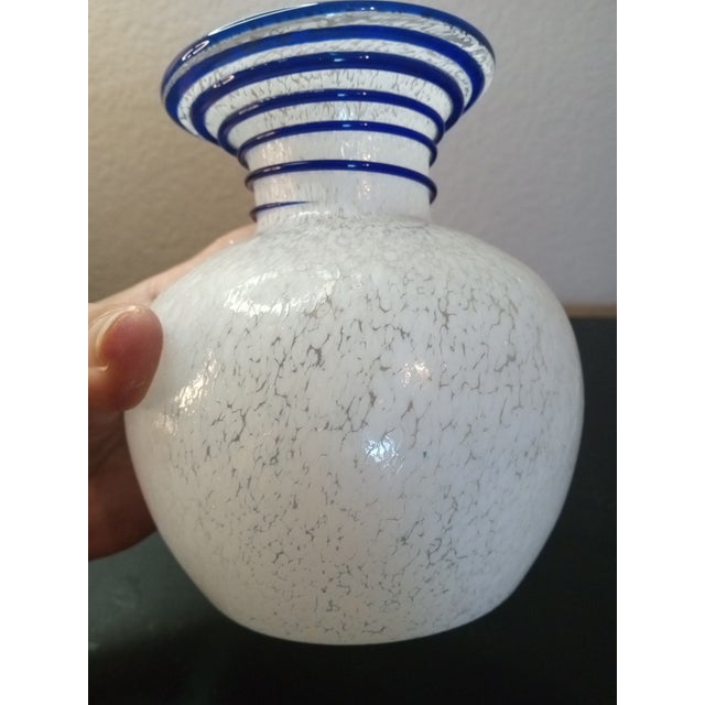 NWT Crate & Barrel 6" speckled glass vase with cobalt blue Rigaree Add a touch of elegance to your home decor with this...