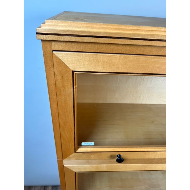 Vintage Bench Made Maple With Wenge Inlay Three Stack Barrister Bookcase For Sale - Image 9 of 11